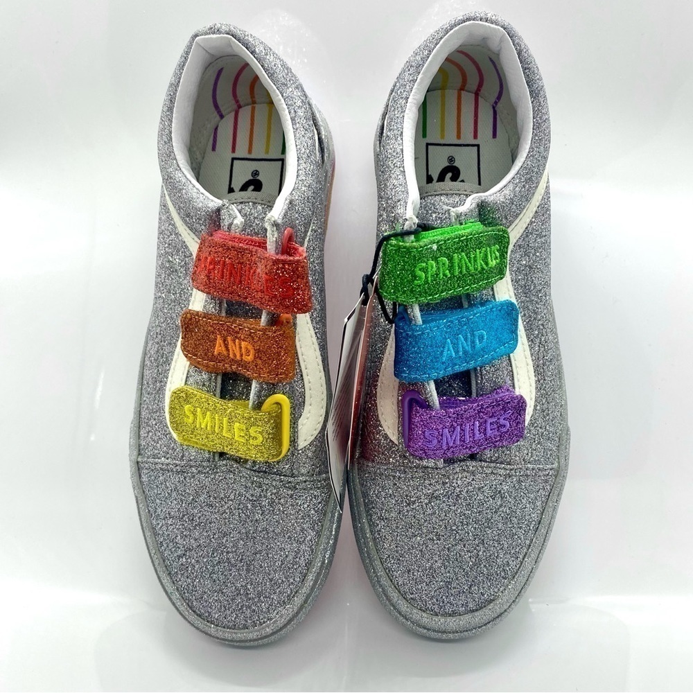 VANS FLOUR SHOP Amirah Kassem Old Skool Rainbow Glitter Sneakers 6 - Picture 3 of 12